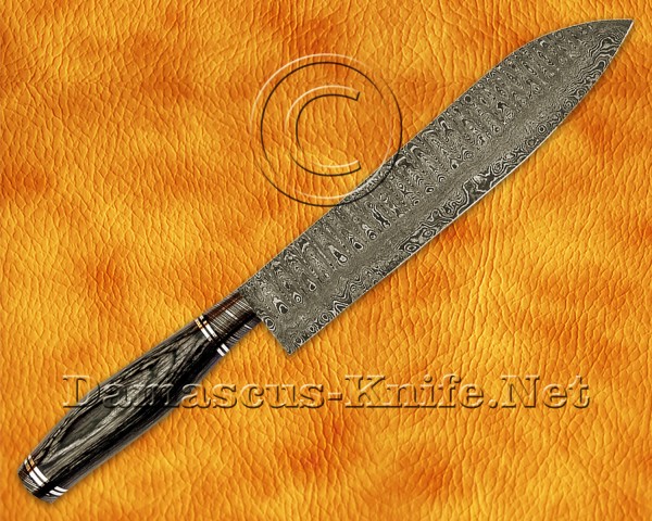 Personalized Damascus Steel Handmade Kitchen Knife Set 5 Knives Pakka Wood Handle