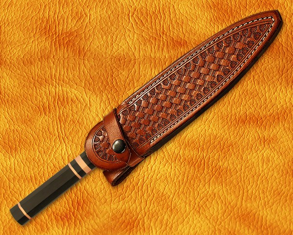 Personalized Stainless Steel Chef Knife Handmade Kitchen Bunka Knife Ebony Wood 3 Copper Ring Handle