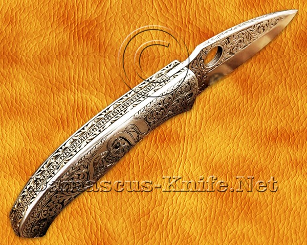 Personalized Hand Engraved Stainless Steel Arts and Crafts Pocket Folding Knife Steel Handle