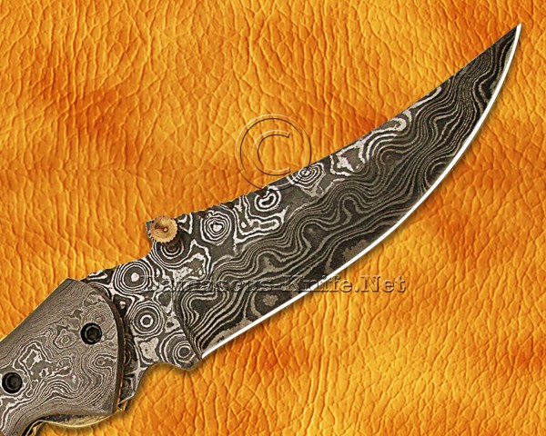 Personalized Handmade Damascus Steel Arts and Crafts Pocket Folding Knife Ram Horn Handle