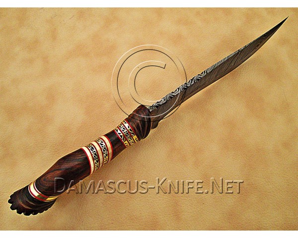 Personalized Handmade Damascus Steel Arts and Crafts Hunting and Survival Bowie Knife Rosewood Handle