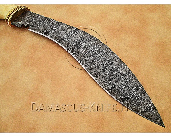 Personalized Handmade Damascus Steel Arts and Crafts Hunting and Survival Kukri Knife Bone Handle