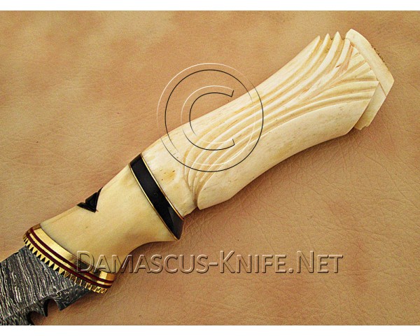 Personalized Handmade Damascus Steel Arts and Crafts Hunting and Survival Kukri Knife Bone Handle
