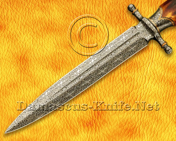 Custom Damascus Steel Mosaic Blade Handmade Hunting and Survival Dagger Knife Stag Handle