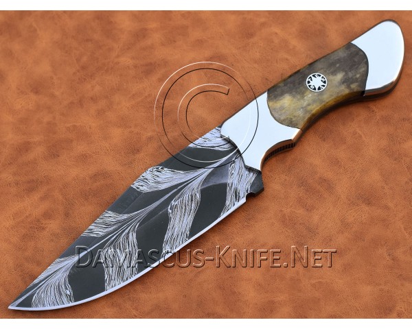Personalized Handmade Damascus Mosaic Steel Arts and Crafts Hunting and Survival Skinner Knife