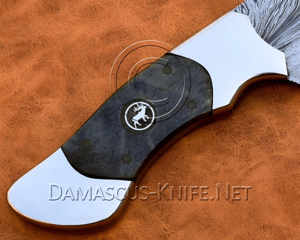 Personalized Handmade Damascus Steel Gut Hook Skinner Hunting and Survival Craft Knife