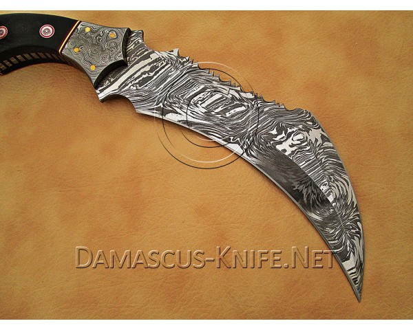 Personalized Handmade Damascus Steel Arts and Crafts Hunting and Survival Karambit Knife