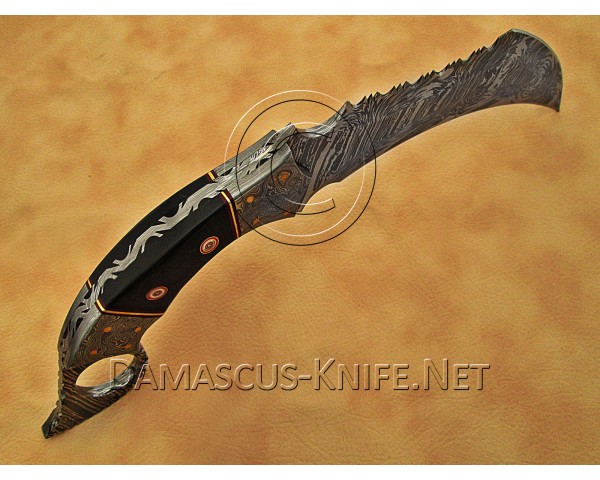 Personalized Handmade Damascus Steel Arts and Crafts Hunting and Survival Karambit Knife