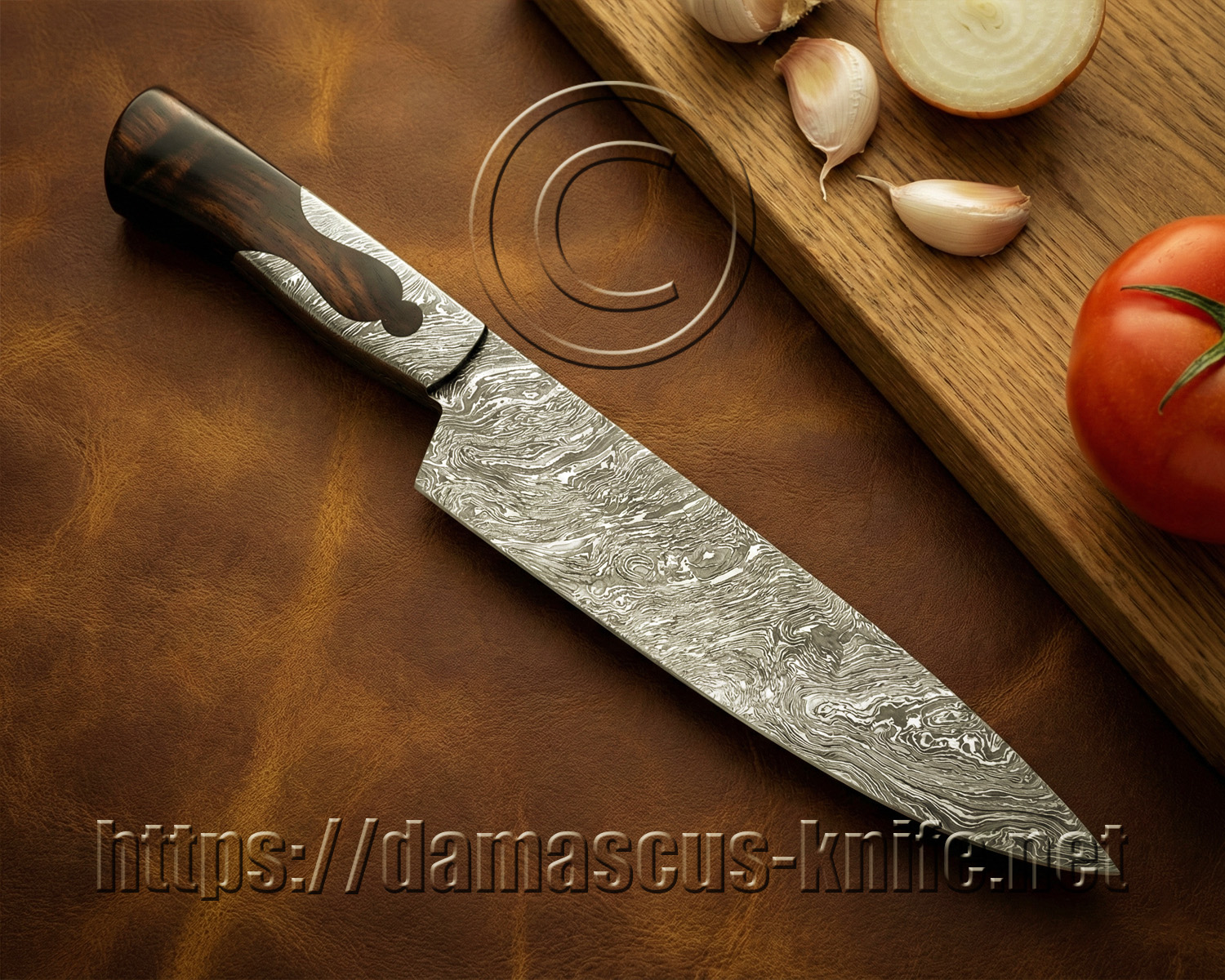 10" Full Integral Damascus Chef Knife - Ironwood CK660