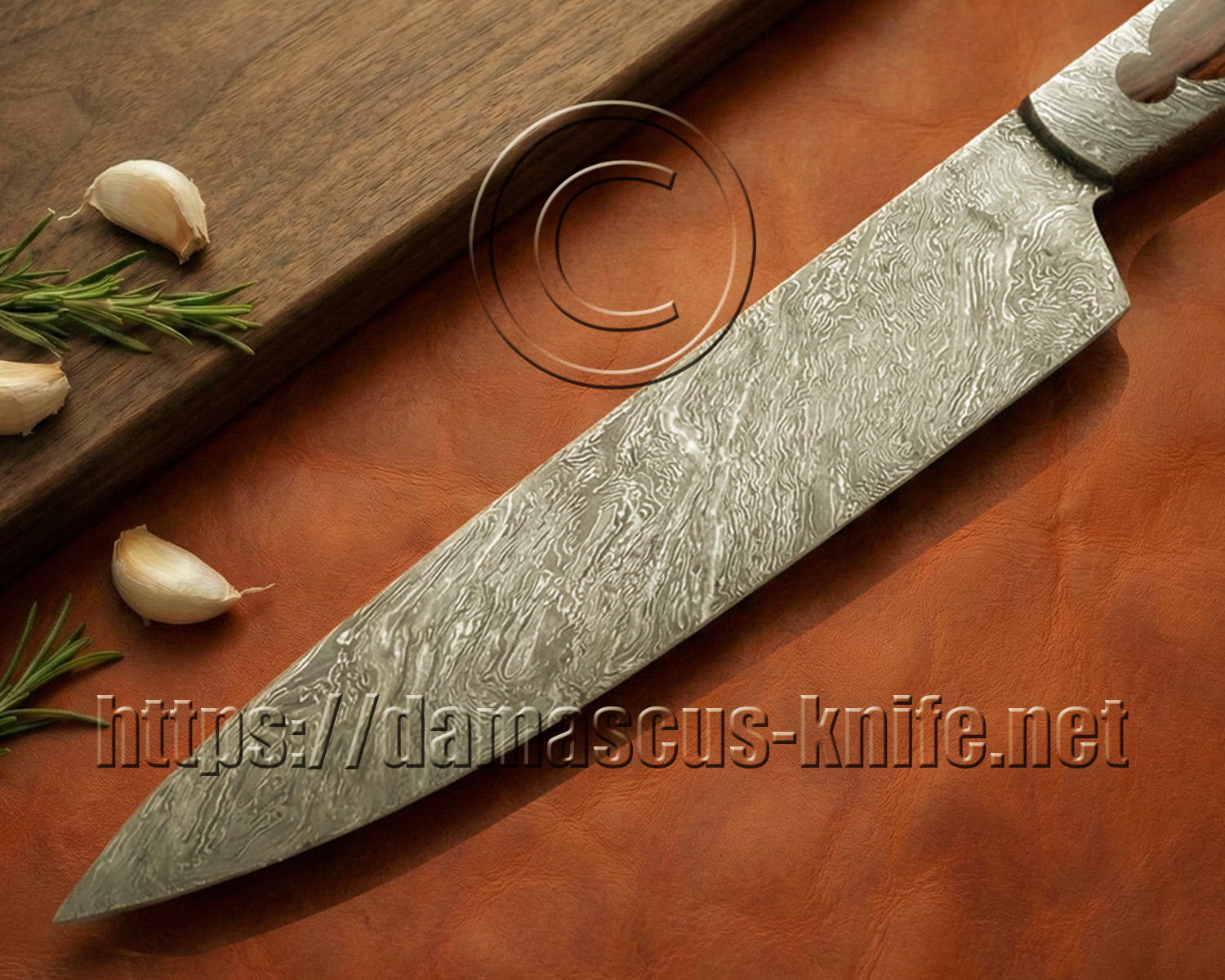 10" Full Integral Damascus Chef Knife - Ironwood CK660