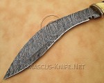 15" Damascus Curved Artisan Kitchen Knife - Carved Bone CK900