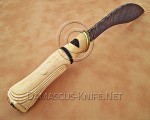 15" Damascus Curved Artisan Kitchen Knife - Carved Bone CK900