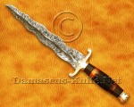 18" Damascus Feather Curved Kitchen Knife - Stag & Brass CK913