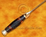18" Damascus Feather Curved Kitchen Knife - Stag & Brass CK913