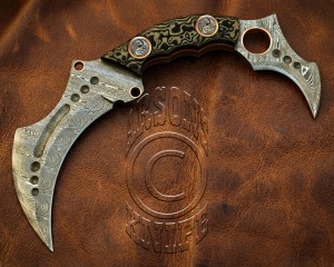 Handcrafted Damascus Steel Curved Field-Utility Knife - Handle G10 - CK723