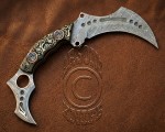Handcrafted Damascus Steel Curved Field-Utility Knife - Handle G10 - CK723