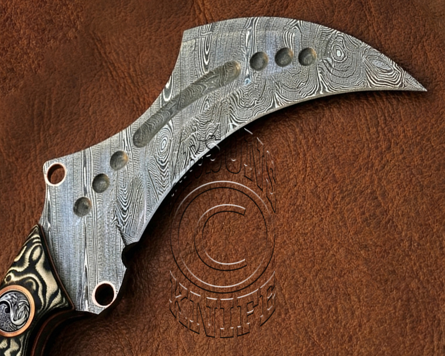 Handcrafted Damascus Steel Curved Field-Utility Knife - Handle G10 - CK723