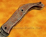 Hand Engraved Damascus Folding Artisan Tool - Copper Handle - FK750 Hand Engraved Damascus Folding Artisan Tool - Copper Handle - FK750