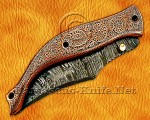 Hand Engraved Damascus Folding Artisan Tool - Copper Handle - FK750 Hand Engraved Damascus Folding Artisan Tool - Copper Handle - FK750