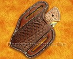 Hand Engraved 12C27 Folding Artisan Tool - Copper Handle - FK752 Hand Engraved 12C27 Folding Artisan Tool - Copper Handle - FK752