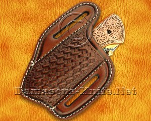 Hand Engraved 12C27 Folding Artisan Tool - Copper Handle - FK752