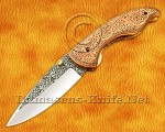 Hand Engraved 12C27 Folding Artisan Tool - Copper Handle - FK752 Hand Engraved 12C27 Folding Artisan Tool - Copper Handle - FK752