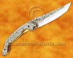 Hand Engraved 12C27 Folding Artisan Tool - 440B Steel Handle - FK753 Hand Engraved 12C27 Folding Artisan Tool - 440B Steel Handle - FK753