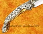 Hand Engraved 12C27 Folding Artisan Tool - 440B Steel Handle - FK753 Hand Engraved 12C27 Folding Artisan Tool - 440B Steel Handle - FK753