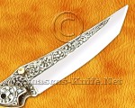 Hand Engraved 12C27 Folding Artisan Tool - 440B Steel Handle - FK753 Hand Engraved 12C27 Folding Artisan Tool - 440B Steel Handle - FK753