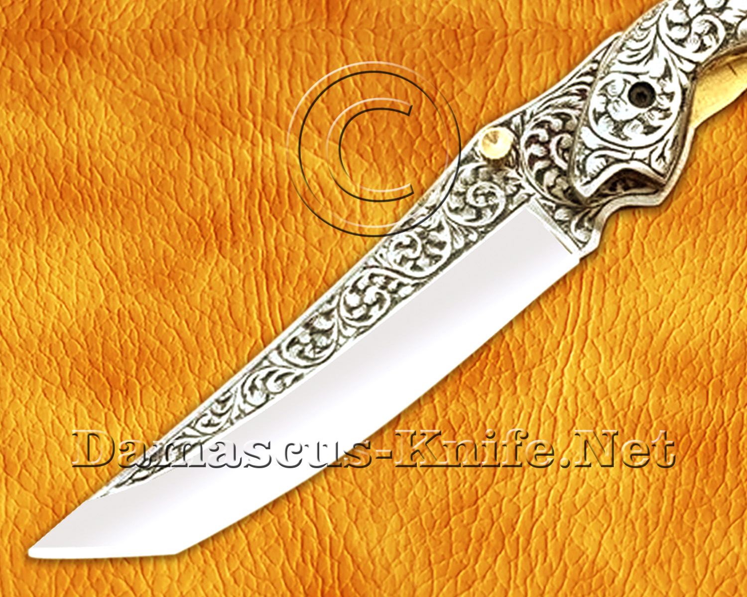 Hand Engraved 12C27 Folding Artisan Tool - 440B Steel Handle - FK753 Hand Engraved 12C27 Folding Artisan Tool - 440B Steel Handle - FK753