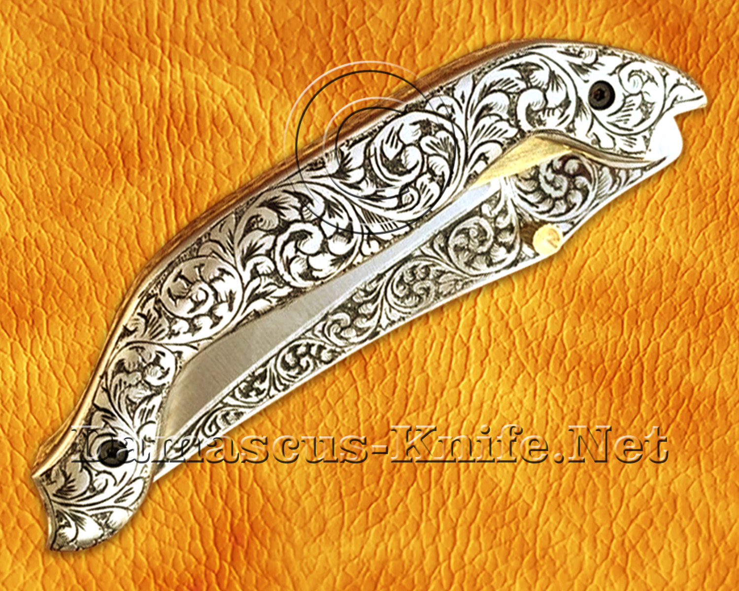 Hand Engraved 12C27 Folding Artisan Tool - 440B Steel Handle - FK753 Hand Engraved 12C27 Folding Artisan Tool - 440B Steel Handle - FK753