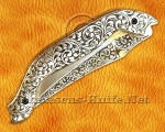 Hand Engraved 12C27 Folding Artisan Tool - 440B Steel Handle - FK753 Hand Engraved 12C27 Folding Artisan Tool - 440B Steel Handle - FK753