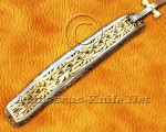 Hand Engraved 12C27 Folding Artisan Tool - 440B Steel Handle - FK753 Hand Engraved 12C27 Folding Artisan Tool - 440B Steel Handle - FK753