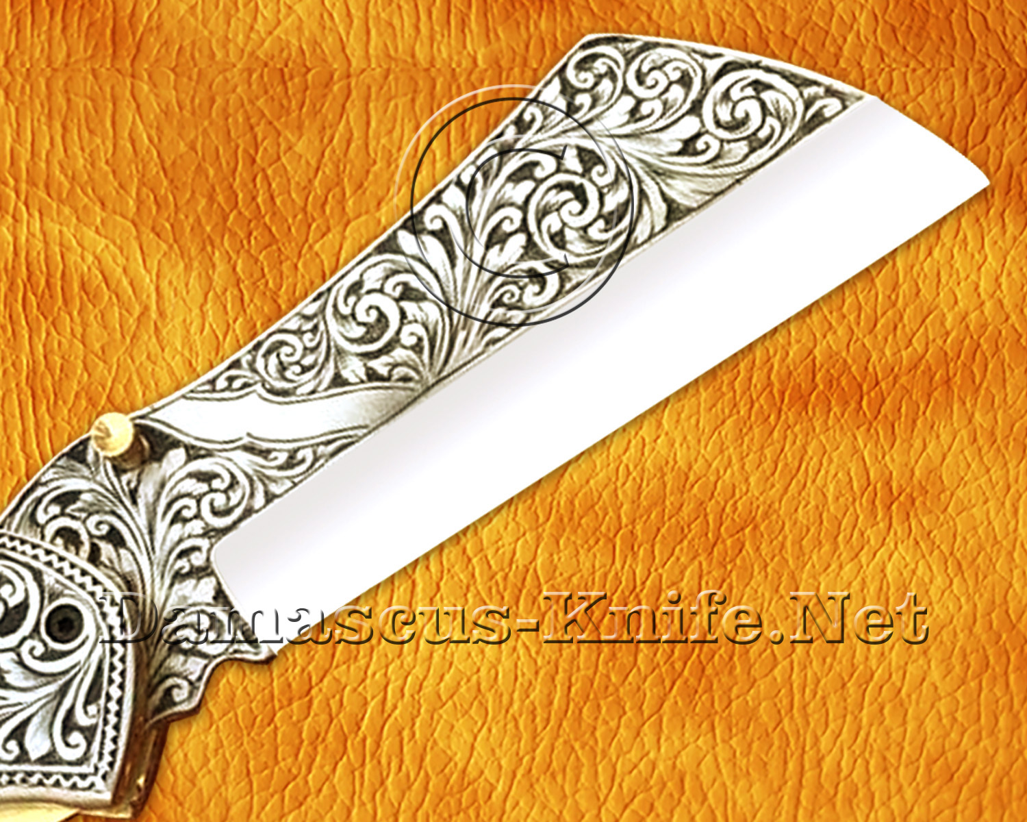 Hand Engraved 12C27 Folding Kitchen Knife - Steel Handle FK754