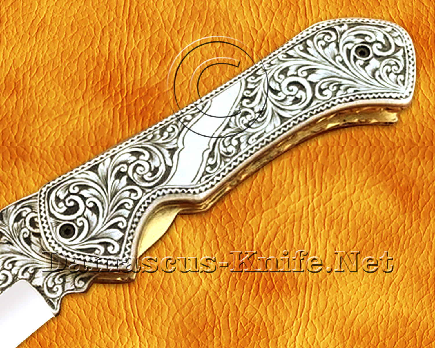 Hand Engraved 12C27 Folding Kitchen Knife - Steel Handle FK754