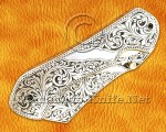 Hand Engraved 12C27 Folding Kitchen Knife - Steel Handle FK754