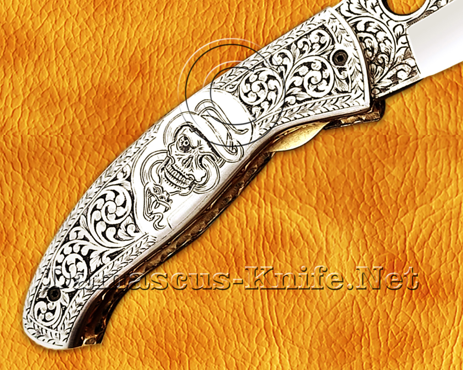 Hand Engraved 12C27 Folding Artisan Tool - 420B Steel Handle - FK756 Hand Engraved 12C27 Folding Artisan Tool - 420B Steel Handle - FK756