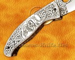 Hand Engraved 12C27 Folding Artisan Tool - 420B Steel Handle - FK756 Hand Engraved 12C27 Folding Artisan Tool - 420B Steel Handle - FK756