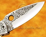 Hand Engraved 12C27 Folding Artisan Tool - 420B Steel Handle - FK756 Hand Engraved 12C27 Folding Artisan Tool - 420B Steel Handle - FK756