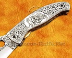 Hand Engraved 12C27 Folding Artisan Tool - 420B Steel Handle - FK756 Hand Engraved 12C27 Folding Artisan Tool - 420B Steel Handle - FK756