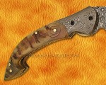Custom Handmade Damascus Steel Folding Knife - Ram Horn - FK761