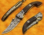 Custom Handmade Damascus Steel Folding Knife - Bone Handle - FK763 Custom Handmade Damascus Steel Folding Knife - Bone Handle - FK763