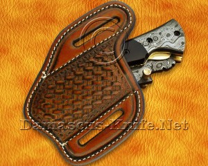 Custom Handmade Damascus Steel Folding Knife - Bone Handle - FK763