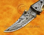 Custom Handmade Damascus Steel Folding Knife - Bone Handle - FK763 Custom Handmade Damascus Steel Folding Knife - Bone Handle - FK763