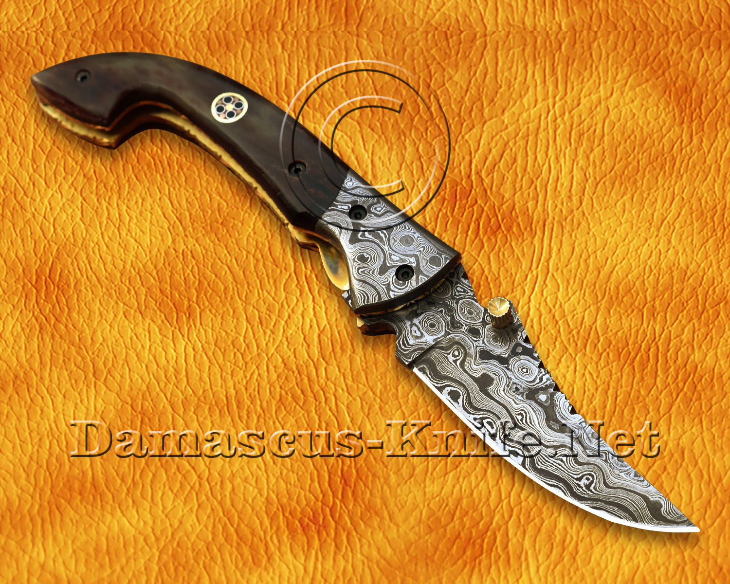 Custom Handmade Damascus Steel Folding Knife - Bone Handle - FK763 Custom Handmade Damascus Steel Folding Knife - Bone Handle - FK763