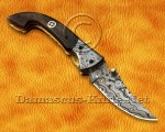 Custom Handmade Damascus Steel Folding Knife - Bone Handle - FK763 Custom Handmade Damascus Steel Folding Knife - Bone Handle - FK763