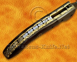 Custom Handmade Damascus Steel Folding Knife - Bone Handle - FK763