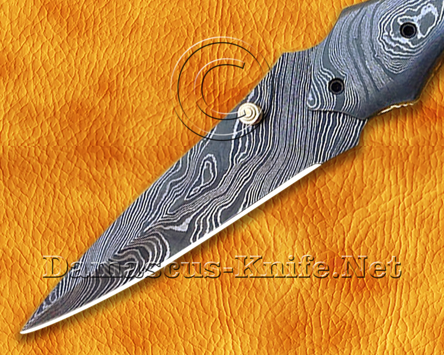 Custom Handmade Damascus Steel Folding Knife - Blue Bone - FK764