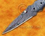 Custom Handmade Damascus Steel Folding Knife - Blue Bone - FK764