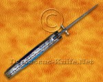 Custom Handmade Damascus Steel Folding Knife - Blue Bone - FK764